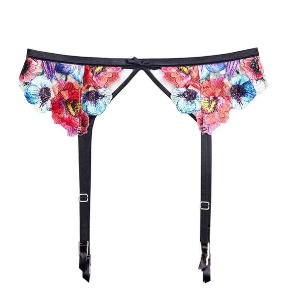 Fleur du Mal Tulieries Embroidery Garter